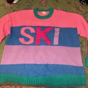 Show Me Your MuMu Pink and Teal Knit Sweater